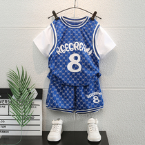 Boys summer clothing sports suit 2022 new ocean gas children thin jersey baby Summer short sleeve basketball clothing wave
