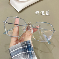 Polygon big frame big face myopia frame women can be equipped with lenses with degrees Han Chao plain face super light male eye frame