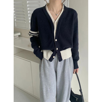 European raccoon velvet fashion fake two knitted cardigan jacket sweater women autumn and winter high sense design sense minority