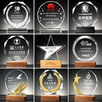 Crystal trophy custom high-grade medals custom creative license plate Acrylic glass employee memorial trophy production