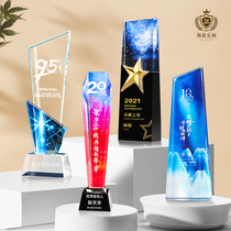 Crystal Trophy Customized Engraving Medal Customized Creative Excellent Staff Colorful Production High-end Atmosphere Annual Trophy