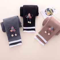 Girls plus velvet leggings padded outside wear spring autumn and winter thick little girl one casual outside wear leggings