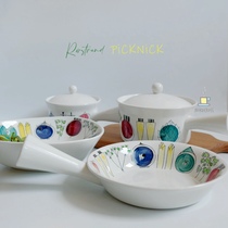 Rorstrand Picknick Picnic Series Swedish Middle Eater Hand-painted plate bowl milk pot