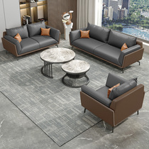 Office sofa nappa leather simple business reception boss office reception area three-seat coffee table combination