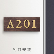 Custom house number plate Household room number Pure copper brass metal number English letters self-adhesive door row number plate