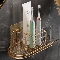 Toilet toothbrush rack non-perforated light luxury mouthwash Cup wall-mounted cylinder set electric storage