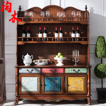 American country painted multifunctional living room sideboard kitchen rubber wood made of old drawer partition cabinet wine cabinet