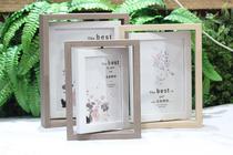 Wooden simple photo frame Chinese style double-sided rotatable photo frame table 6 inches 7 inches 8 inches bedroom porch photo frame decoration