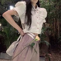 Fried Street short sleeve suit womens design sense shirt summer new salt pants loose versatile trend two-piece set
