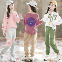 Girls spring clothing suit 2022 new children 8-10 Yangqi Spring autumn sports Two sets of CUHK Tongs 12-year-old clothes