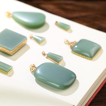 (Read Jade) Jasper duck egg green 18K inlaid pendant earrings bracelet pendant porcelain blue porcelain blue porcelain green women