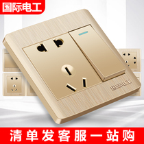 International electrician household switch socket 86 type concealed wall 1 open 5 holes one open single control five hole socket with switch
