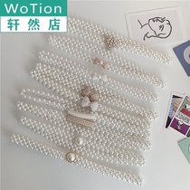  Korean stretch beaded pearl belt women with dress sweater decorative waist cover fashion wild retro fine