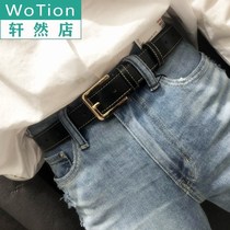 ins young mens and womens Universal belt simple Joker fashion Korean version student wide belt Korean Black