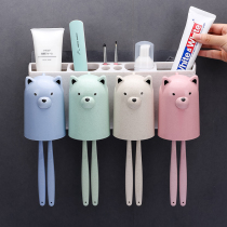 Punch-free toilet toothbrush holder dental cup set storage box gargle mouth suction cup wall hanging wall hanging toothpaste