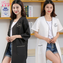 Beautician beauty salon overalls Womens white coat Nail tattoo embroidery health clothes micro-finishing skin manager overalls