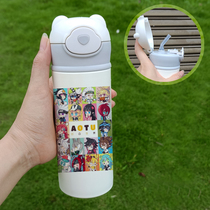 Rugged World Cup Female Summer Large capacity Student mug cup big belly cup Insulated Cup Slingshot cartoon Surrounding Male