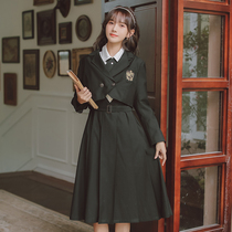 Japanese hipster JK uniform suit jacket milk dress set basic style College Style class clothes autumn and winter