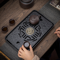Wu Jinshi tea tray Household modern high-end ceramic water storage and drainage double tea table dry bubble tray small tea sea