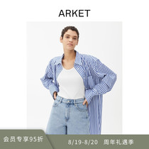  ARKET womens high waist loose denim shorts light blue 2021 summer new product 0986421003
