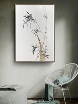 New Chinese-style porch oil painting hand painting bamboo vertical version living room Zen mural painting study office decoration painting