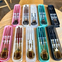 Starbucks 304 stainless steel chopsticks spoon Fork three-piece set for students office workers environmental protection portable tableware