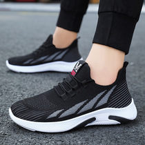 Mens shoes leisure 2021 spring new flying woven single shoes soft sole breathable shoes men Korean trend sports shoes men