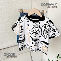 Men and womens clothing cotton short sleeve summer new small children Korean version of foreign style Joker half sleeve T-shirt childrens coat tide