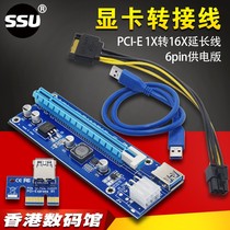 pci-e1X to 16X extension cable graphics card extension adapter cable 6PIN USB3 0PCI-E interface adapter card