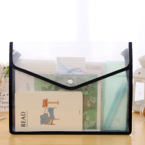Transparent document bag A4 snap plastic file bag Office button information bag waterproof thickened document bag men and women