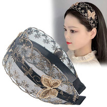 Hairband Korean wide-edged bow covering white hair artifact mother Net red lace hair band pressure hairhairclip head band Female