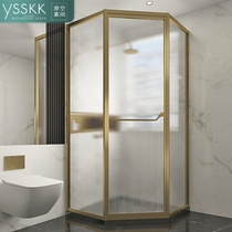  Original space shower room Diamond-shaped swing door bathroom Bathroom dry and wet separation Golden Changhong glass partition