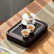 Solid wood small tea tray home ebony pear office water storage type tea table dry brew tray natural small tea sea large