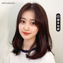 Wig female hair with eight characters bangs lace hand-woven clavicle hair real hair silk natural thin wig headgear