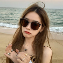 Black frame brown sunglasses Korean version of tide Net red female ins small face retro Hong Kong wind thin anti-ultraviolet sunglasses