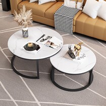 Light luxury Rock Board combination tea table Nordic small apartment modern simple household marble small coffee table table living room round