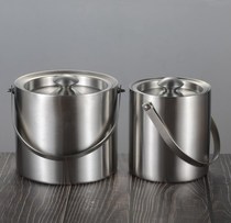 utsuwa stainless steel ice bucket thickened handle ice grain bucket Double insulation ice bucket with lid red wine bucket bar beer