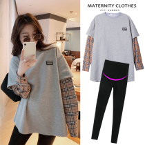 Pregnant women autumn suit fashion pregnant women T-shirt Spring and Autumn New coat autumn long sleeve size Net red two-piece set
