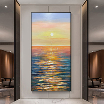Rising Sun Dongsheng entrance decorative painting vertical modern simple corridor aisle hanging painting Sea View Sunrise oil painting