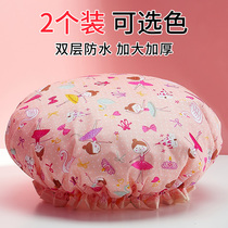 Bathing shower cap cute hair cap female Bath waterproof headgear double bath thick girl child hat