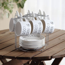 Hanging ear coffee cup European Phnom Penh small luxury exquisite ceramic coffee cup and saucer set Flower tea creative minimalist home