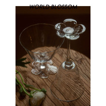 Human flowering red wine high-legged glass niche transparent flower western wine glass set household middle-aged champagne glass