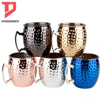 Stainless steel 350ml electroplated Moscow mule cup beer mug can be customized laser silk screen water paste