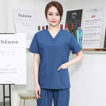 Peacock blue hand washing suit Operating room suit for women Short-sleeved stomatologist brush hand suit Operating suit overalls summer men