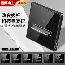 International electrical switch socket tempered glass panel single-open single-joint lever concealed household 86 type one-open single control