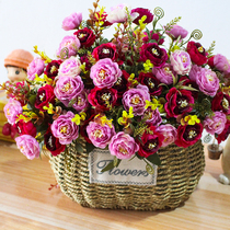 Straw flower pot woven small flower basket ornaments living room inserted dry flower simulation flower basket portable rattan flower pot pastoral