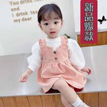 Girls set Spring and Autumn jacket bubble sleeves solid color skirt 2021 New Korean trend childrens two-piece tide