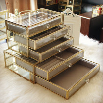 Large transparent glass desktop jewelry box watch Storage Box earrings earrings hairpin ear clip gift small jewelry box