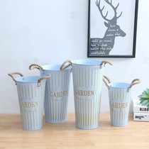 Wake Flowers barrel Home Retro tin Flower Bucket Home Living room Dry flowers Big number to make old floras decorations