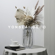 Modern simple transparent glass vase flower arrangement home table top bouquet model room light luxury soft decoration